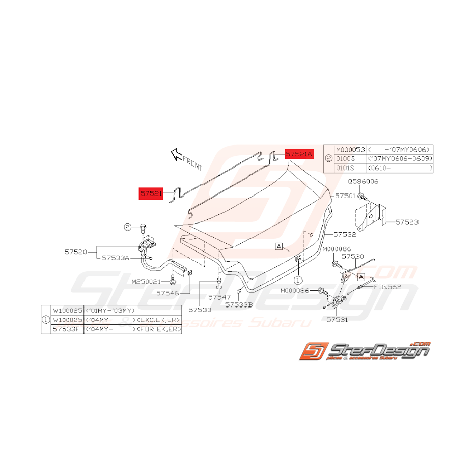 Barre de Torsion de Coffre Subaru STI 2003 - 2007