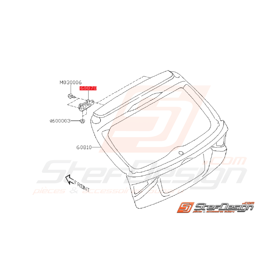 Charnière Hayon Subaru WRX STI 2008 - 2010 Charnière Hayon Subaru WRX STI 2008 - 2010