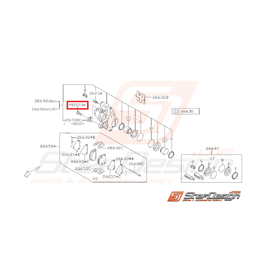 Vis d'étrier frein arrière SUBARU WRX 01-07