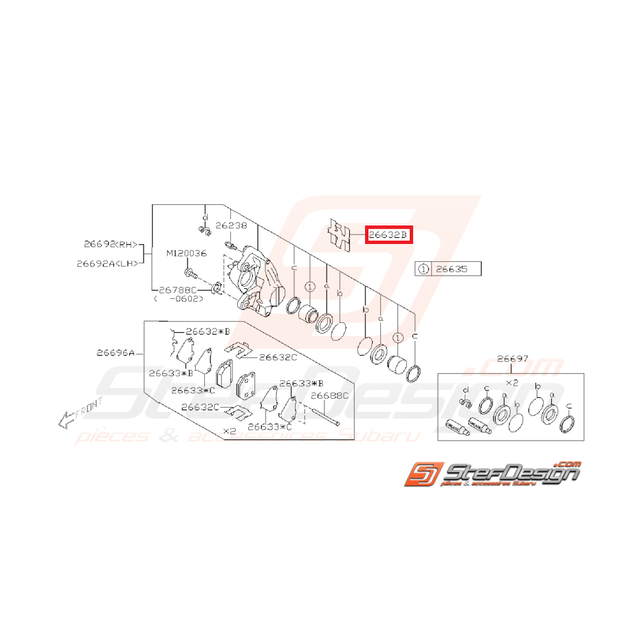 Ressort croisé frein arrière WRX 01-07