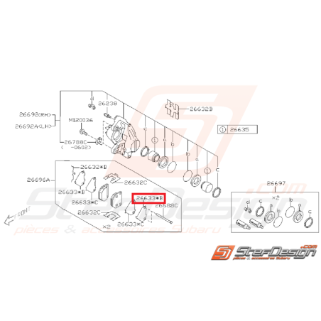 Entretoise plaquette frein arrière WRX 01-07