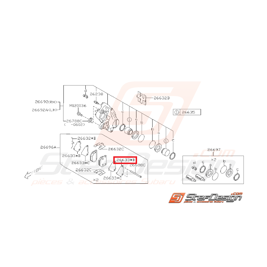 Entretoise plaquette frein arrière WRX 01-07