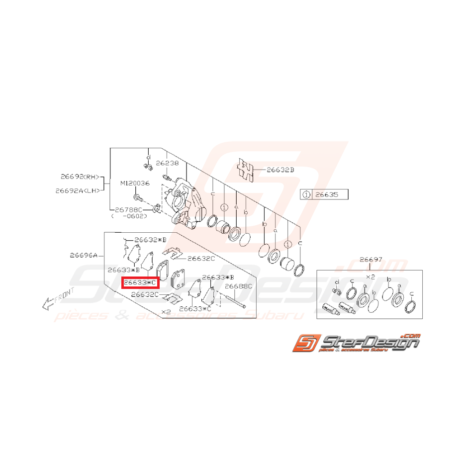 Entretoise (bis) plaquette frein arrière WRX 01-07