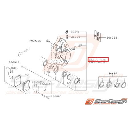 Étrier frein arrière SUBARU STI 08-14