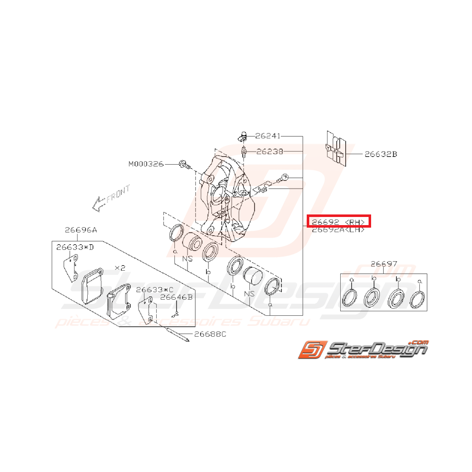 Étrier frein arrière SUBARU STI 08-14