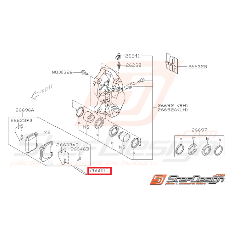 Axe fixation de plaquettes arrière pour étrier BREMBO STI 01-10