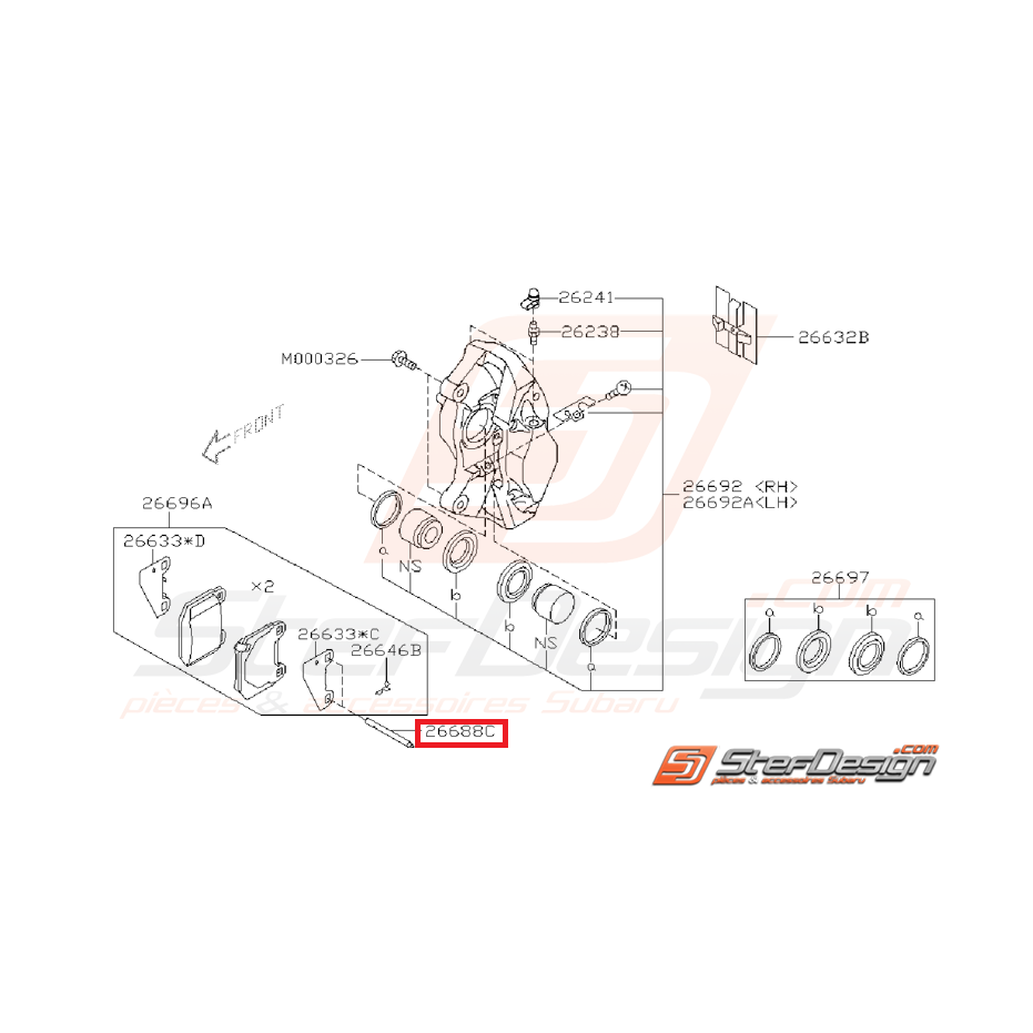 Axe fixation de plaquettes arrière pour étrier BREMBO STI 01-10