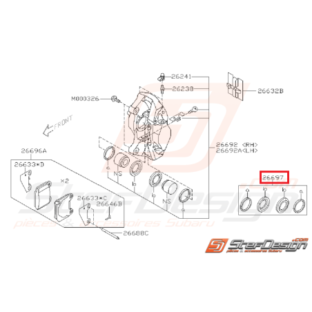 Kit réparation d'étriers arrière BREMBO subaru impreza STI 08-14