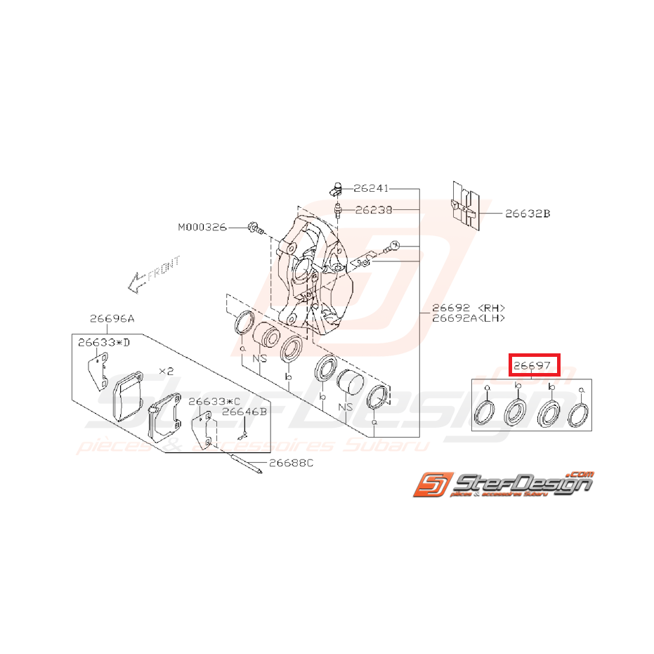 Kit réparation d'étriers arrière BREMBO subaru impreza STI 08-14