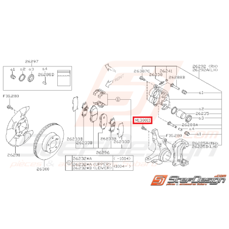Vis d'étrier avant subaru impreza GT 97-00 et WRX 01-07 Vis d'étrier avant subaru impreza GT 97-00 et WRX 01-07