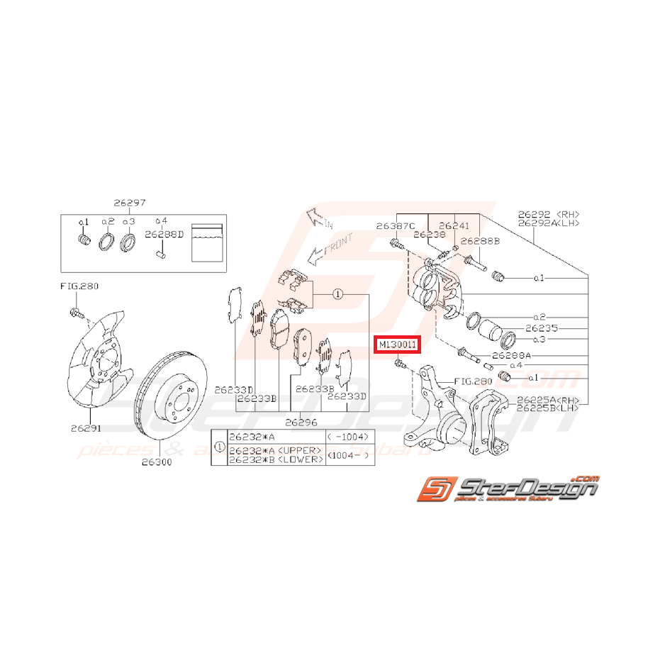 Vis d'étrier avant subaru impreza GT 97-00 et WRX 01-07