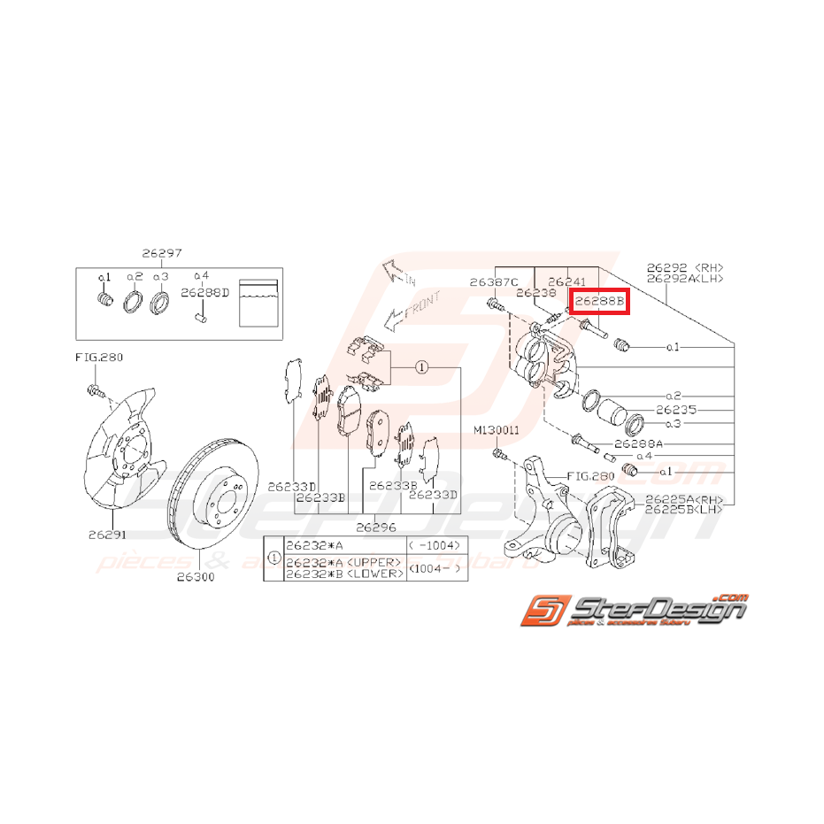 Guide d'axe de frein WRX 08-11