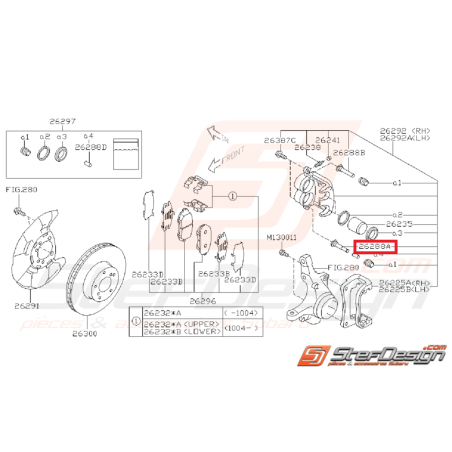 Axe fixation plaquette WRX 08-11