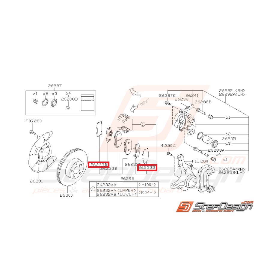 Tôle plaquette de frein lisse WRX 08-11