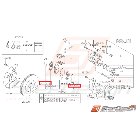 Entretoise plaquette de frein strié WRX 08-11