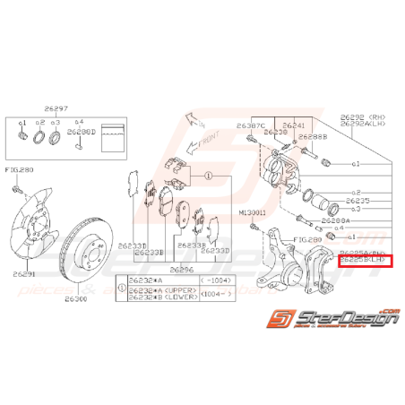 Support étrier frein arrière WRX 08-11