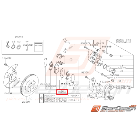 Kit plaquettes de frein et entretoises avant origine SUBARU WRX 08-11