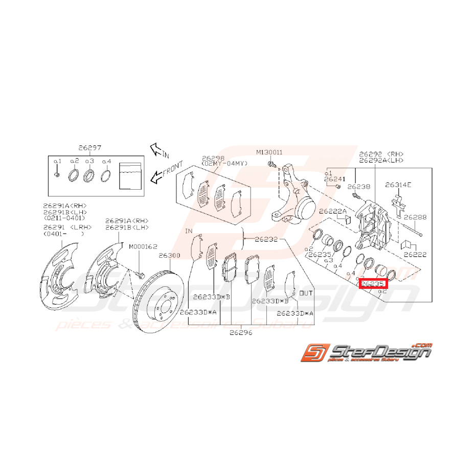 Piston frein avant subaru WRX 01-07 GT 99-00
