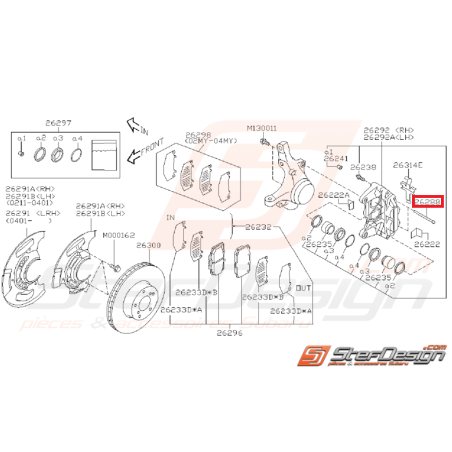 Goupille frein avant GT 99-00 WRX 01-05