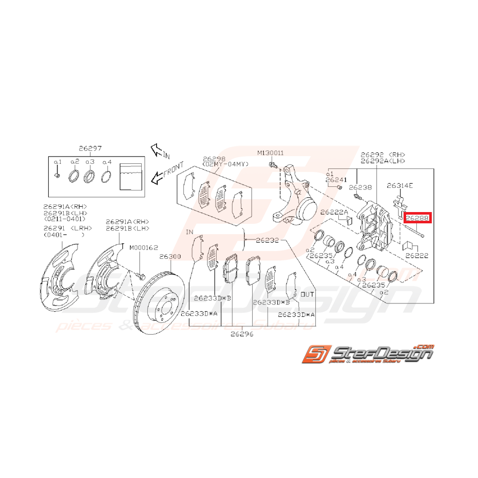 Goupille frein avant GT 99-00 WRX 01-05