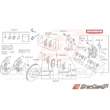 étrier frein avant GT 99-00 WRX 01-04