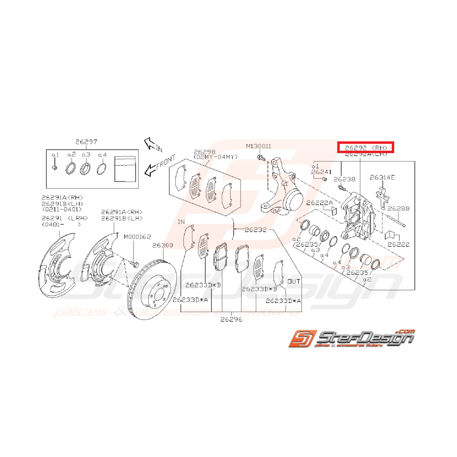 étrier frein avant GT 99-00 WRX 01-04 étrier frein avant GT 99-00 WRX 01-04