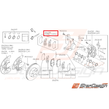 jeu d'Entretoise Frein Avant Subaru WRX 2001 - 2004