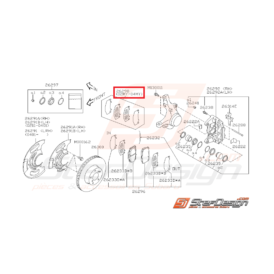 jeu d'Entretoise Frein Avant Subaru WRX 2001 - 2004 jeu d'Entretoise Frein Avant Subaru WRX 2001 - 2004