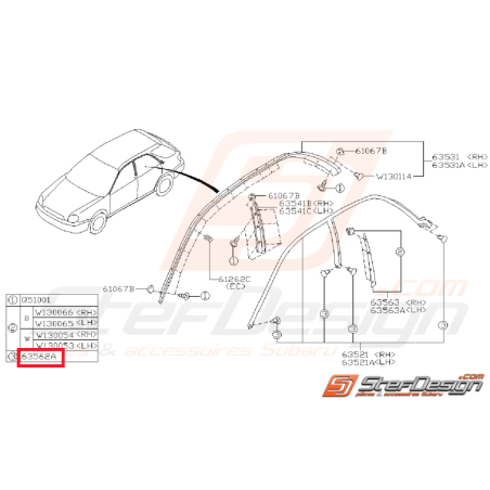 Clips baguette de toit WRX/STI 01-07