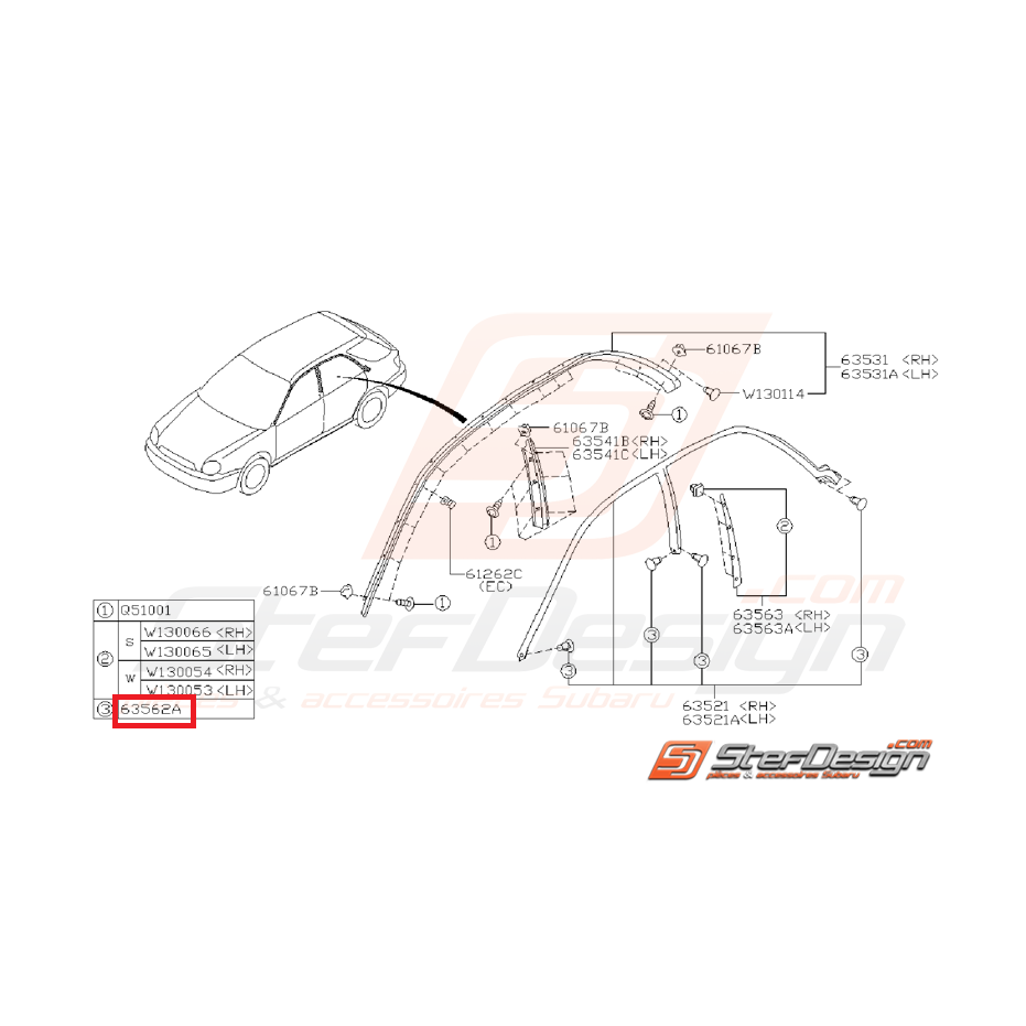 Clips baguette de toit WRX/STI 01-07