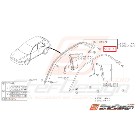 Clip joint d'étanchéité SUBARU WRX/STI 01-07