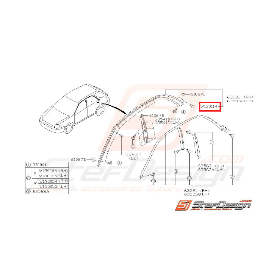 Clip joint d'étanchéité SUBARU WRX/STI 01-07 Clip joint d'étanchéité SUBARU WRX/STI 01-07