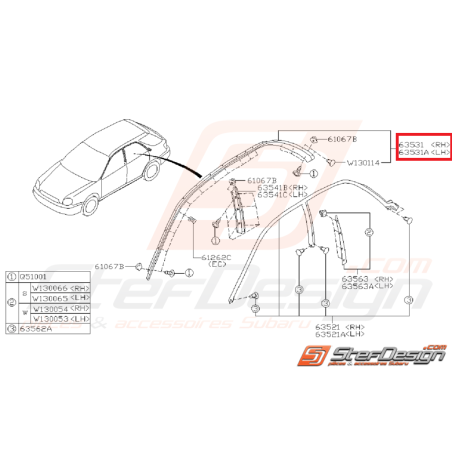 Enjoliveur de vitre supérieur (4 portes) WRX/STI 01-07