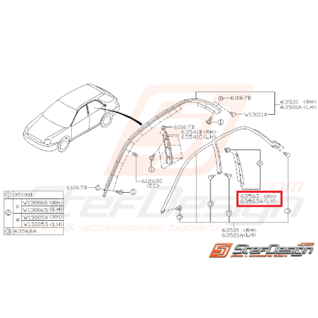 Garniture montant de porte subaru WRX/STI 01-07