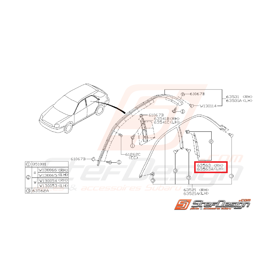 Garniture montant de porte subaru WRX/STI 01-07 Garniture montant de porte subaru WRX/STI 01-07