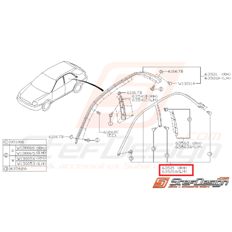 Joint étanchéité SUBARU WRX/STI 01-07