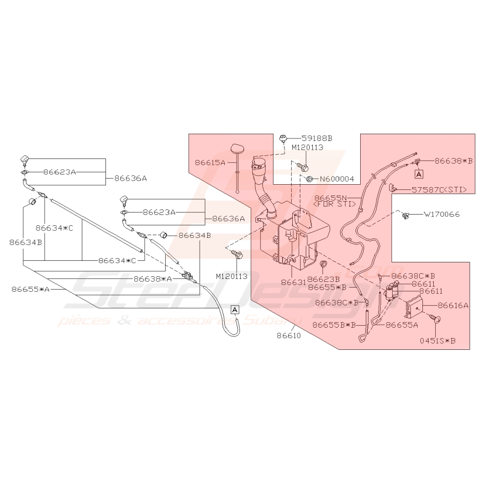 Bocal lave glace pour STI 2006-2007 Spec-C