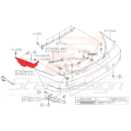 Support de pare-choc arrière pour subaru WRX break 2003-2005