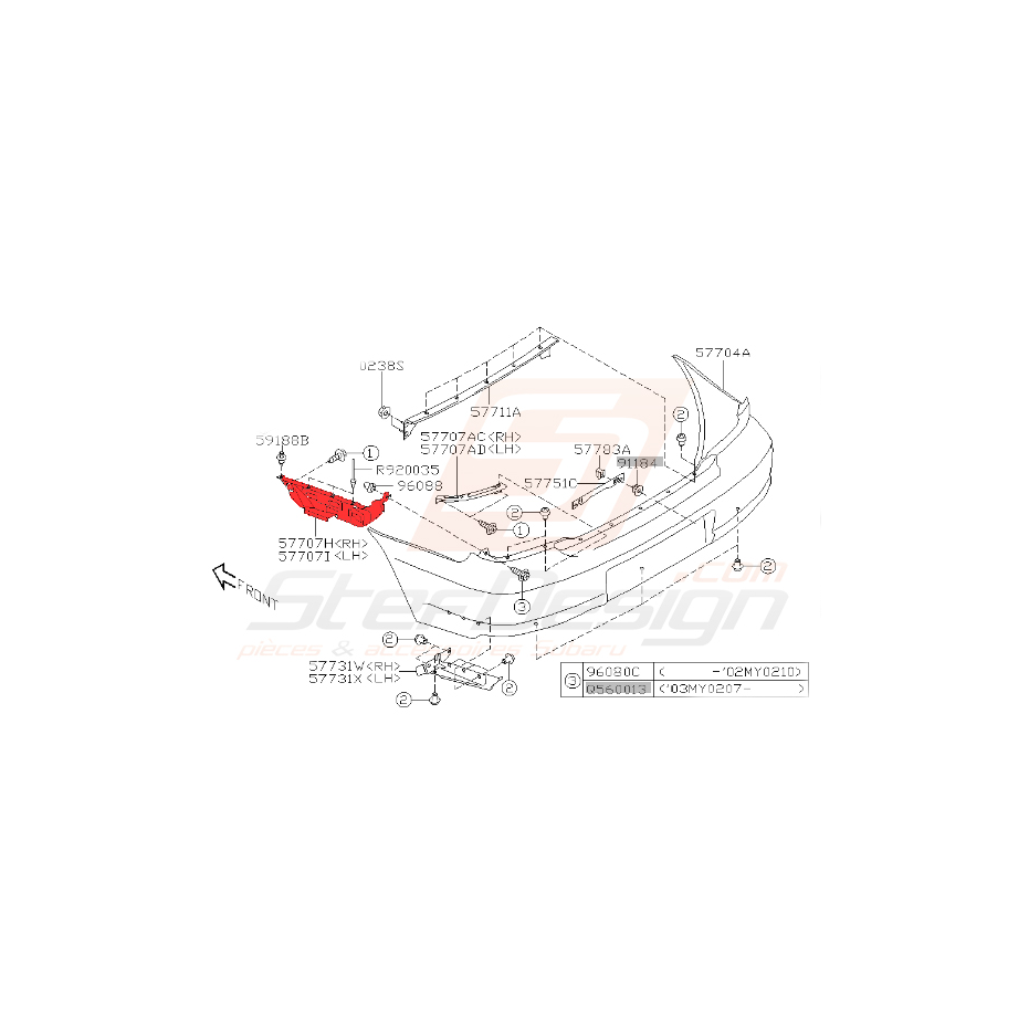 Support de pare-choc arrière pour subaru WRX break 2003-2005