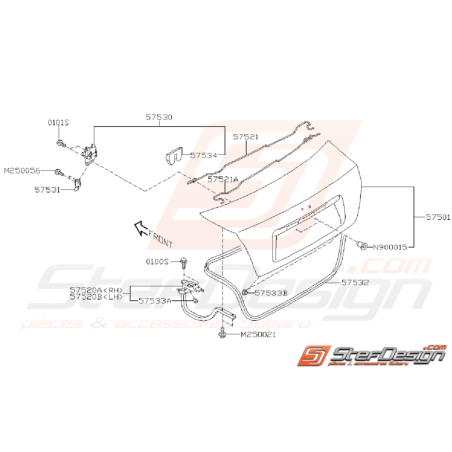 Ensemble coffre Subaru STI 2010 - 2014 (Sans becquet)