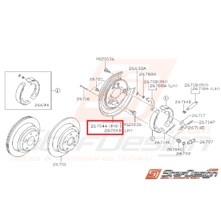 Flasque disque arrière SUBARU STI 01-07