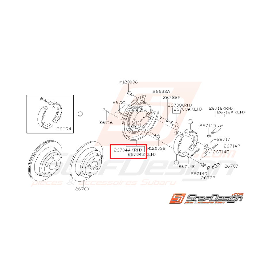 Flasque disque arrière SUBARU STI 01-07