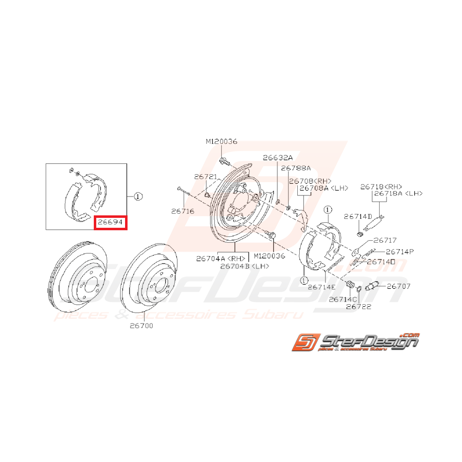 Mâchoires de frein à main ORIGINE SUBARU STI 01-07 Mâchoires de frein à main ORIGINE SUBARU STI 01-07