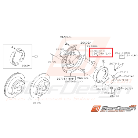 Levier de stationnement frein a main STI 03-05