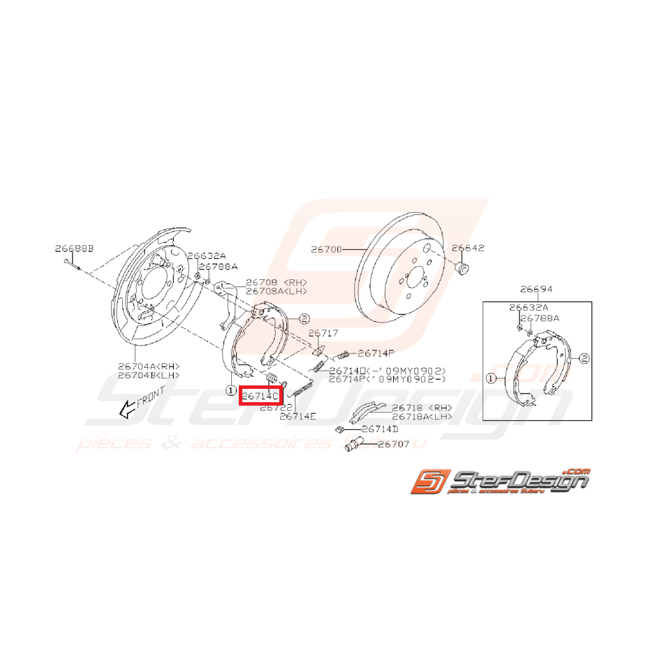 Ressort réglage des mâchoires frein a main GT 97-00 STI/WRX 01-14