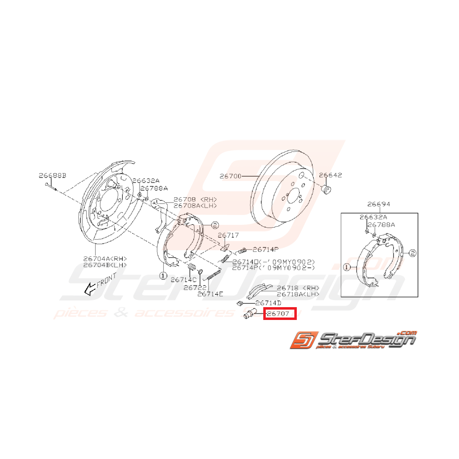 Dispositif de réglage frein a main SUBARU WRX/STI 08-14