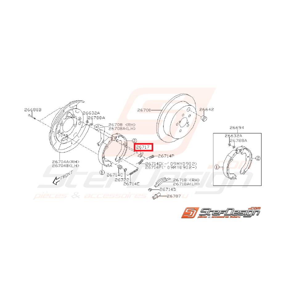 Plaque garniture frein à main GT 97-00 STI/WRX 01-14