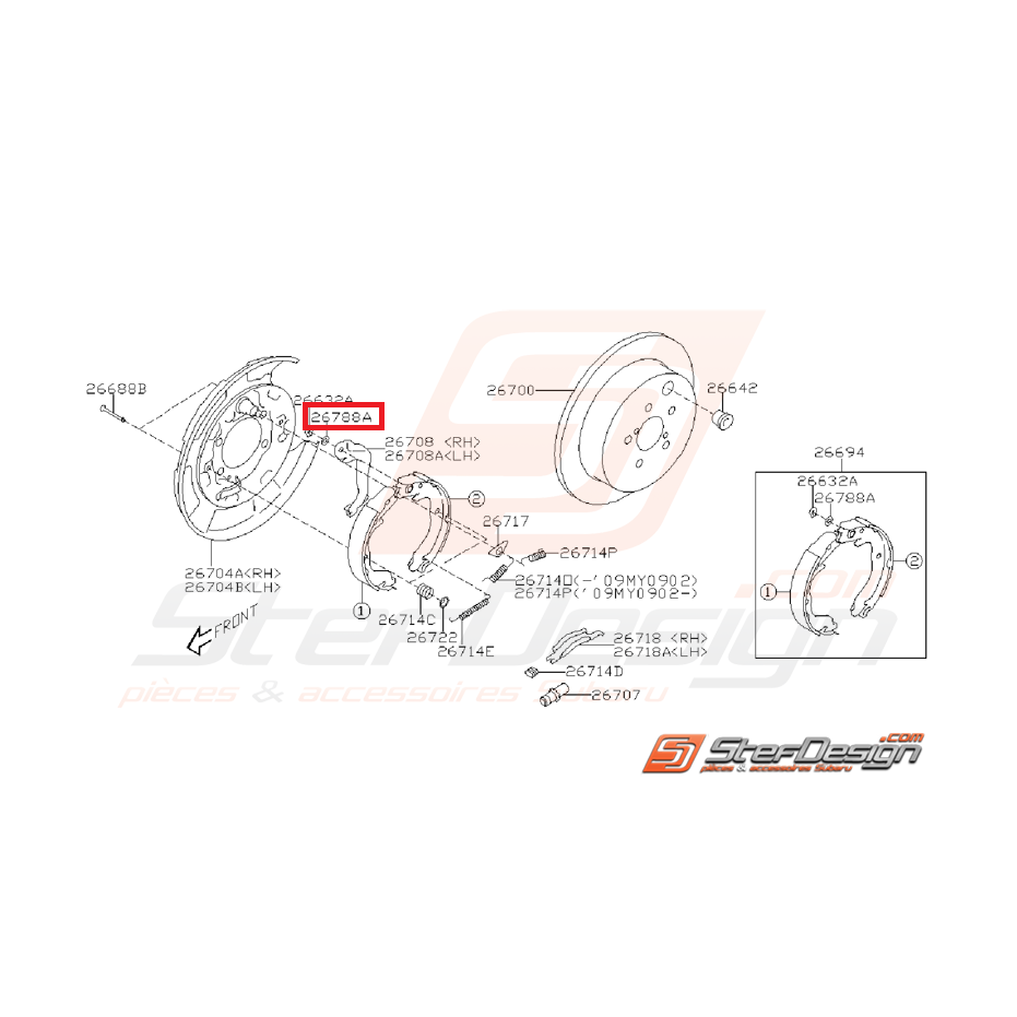 Retenue frein arrière SUBARU GT 97-00 WRX/STI 01-14 Retenue frein arrière SUBARU GT 97-00 WRX/STI 01-14
