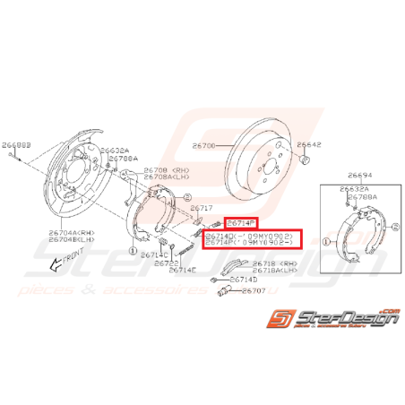 Ressort frein à main SUBARU IMPREZA GT 99-00 STI/WRX 01-14