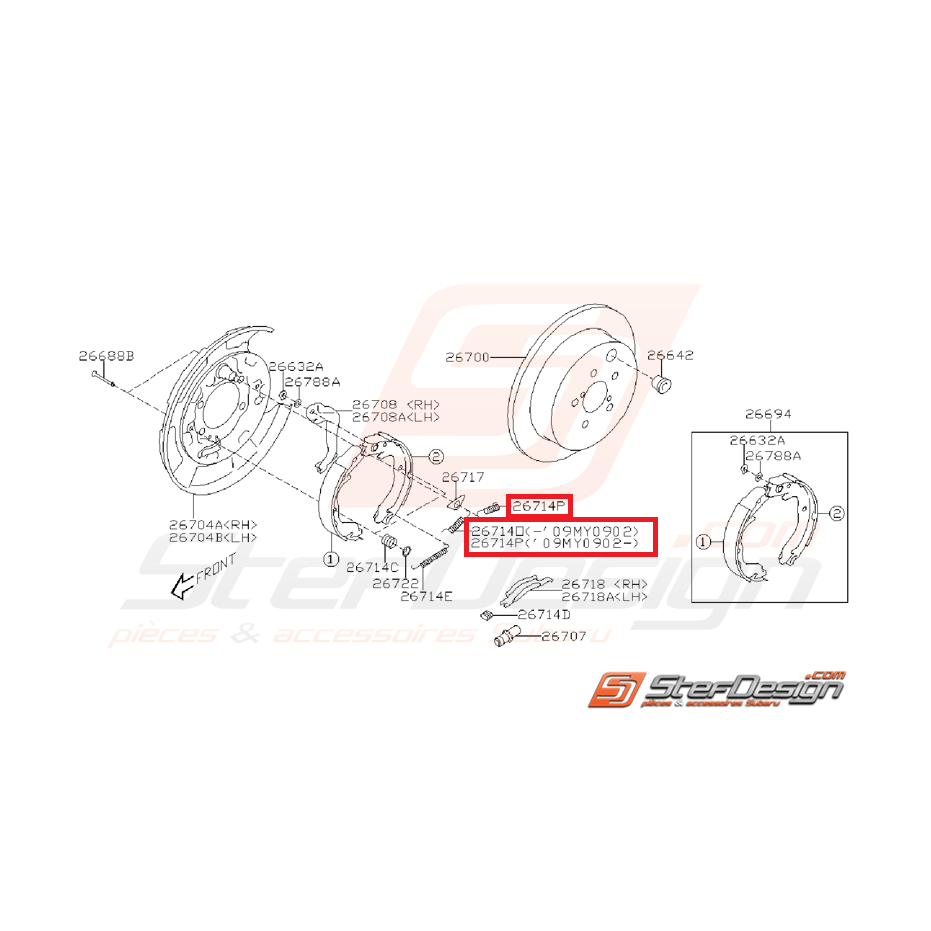 Ressort frein à main SUBARU IMPREZA GT 99-00 STI/WRX 01-14